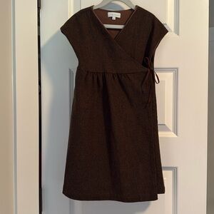 Marie Chantal Girls Brown Wool Wrap Dress